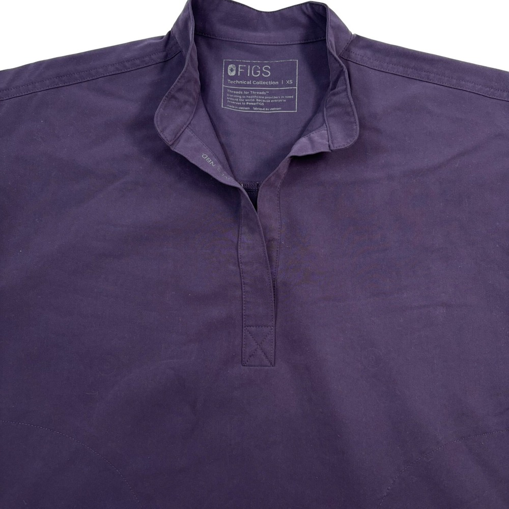 FIGS Women XS Rafaela Oversized Scrub Top Purple Shadow Cap Sleeve Medical